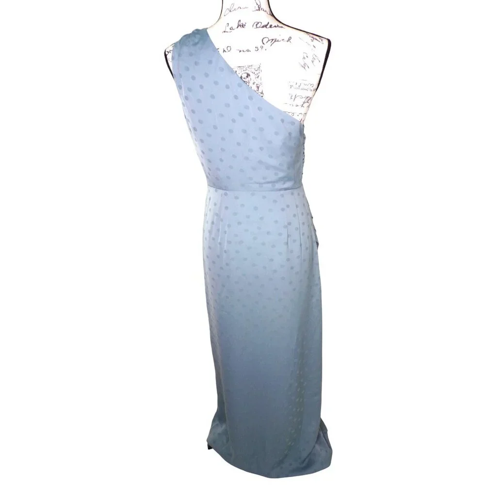 🆕FAVORITE DAUGHTER The Singles Table One Shoulder Dress Gown Polka Dot Blue 4 - Picture 14 of 16